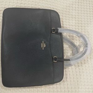 Coach black laptop bag. CRSGN LTH LAPTOP BAG